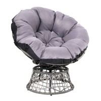 Gardeon Papasan Chair: 360° Rotatable, UV-Resistant PE Wicker, 10cm Cushion, Steel Frame, Indoor/Outdoor, Grey