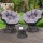 Gardeon Outdoor Wicker Papasan Chair Set with Side Table - Rotatable, UV-Resistant, Steel Frame, 10cm Cushions, Black