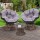 Gardeon Outdoor Lounge Set: Brown Wicker Papasan Chairs, 360° Rotatable, UV-Resistant Cushions, Tempered Glass Table