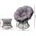 Gardeon Outdoor Lounge Set: Grey Rotatable Wicker Papasan Chairs & Table with UV-Resistant Cushions & Glass Top