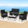 Gardeon 4-Piece Dark Grey Wicker Outdoor Sofa Set – Includes Loveseat, Armchairs, Side Table, Removable Cushions