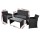Gardeon 4-Piece Outdoor Sofa Set - Black Rattan, Steel Frame, UV-Resistant, with Cushions & Storage Cover, Easy Assembly
