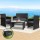 Gardeon 4-Piece Outdoor Sofa Set - Black Rattan, Steel Frame, UV-Resistant, with Cushions & Storage Cover, Easy Assembly