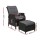 Gardeon Outdoor Recliner Chair Set, Adjustable Wicker Lounger with Ottoman, UV-Resistant, Black, High-Density Cushions