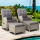 Gardeon 2PC Grey Recliner Chair Set with Ottomans - Adjustable Wicker Lounger for Indoor & Outdoor Comfort, UV-Resistant