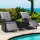 Gardeon 3PC Outdoor Wicker Recliner Set, Adjustable Chairs & Table, UV-Resistant, Steel Frame, Removable Cushions, Black