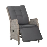 Gardeon Adjustable Wicker Recliner Chair – UV & Weather-Resistant, Steel Frame, High-Density Cushion, 57x65x95cm, Grey
