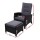 Gardeon Outdoor Recliner Chair Set - Black Wicker Lounge with Adjustable Backrest & Ottoman, UV & Weather-Resistant