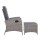 Gardeon 2PC Grey Wicker Recliner Chairs Set, Adjustable Outdoor Lounger with Ottoman, Steel Frame, UV-Resistant Cushions