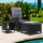 Gardeon 3PC Recliner Set: Black Wicker Outdoor Furniture with Adjustable Backrest, Ottoman, & Tempered Glass Table