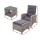 Gardeon 3PC Outdoor Recliner Set with Adjustable Wicker Chairs, Ottoman, and Glass Table - UV & Weather-Resistant, Grey