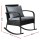 Gardeon Outdoor Rocking Chair - Weather-Resistant Wicker, Steel Frame, Black with Cushions, 79x58x78cm, 160kg Capacity