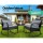 Gardeon 3PC Black Wicker Patio Set: Rocking Chairs & Tempered Glass Table, Weather-Resistant for Indoor/Outdoor Use
