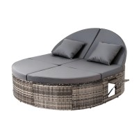 Gardeon Outdoor Daybed Sun Lounge - Adjustable Backrests, Weather-Resistant PE Rattan, Retractable Trays, 197x140x120cm