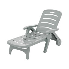 Gardeon Grey Sun Lounger with Wheels - Weather-Resistant, Adjustable Recliner Chair, Portable Outdoor Furniture