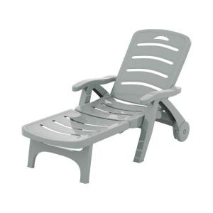 Gardeon Grey Sun Lounger with Wheels - Weather-Resistant, Adjustable Recliner Chair, Portable Outdoor Furniture