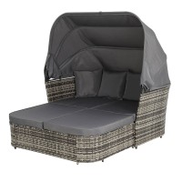 Gardeon Extra-Large Modular Outdoor Day Bed - UV-Resistant Wicker, Steel Frame, Water-Resistant Fabric, Grey, 156x160cm