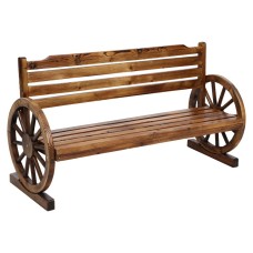 Gardeon 3-Seater Outdoor Garden Bench - Rustic Fir Wood Wagon Wheel Design, UV-Resistant, 300kg Capacity, 142cm Gardeon 3-Seater Outdoor Garden Bench - Rustic Fir Wood Wagon Wheel Design, UV-Resistant, 300kg Capacity, 142cm