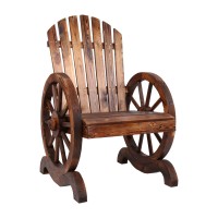 Gardeon Wooden Wagon Chair, Canadian Fir, 68x63x99cm, Brown - Rustic Outdoor Seating, Weather & UV Resistant