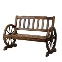 Gardeon Rustic Fir Wood Wagon Wheel Garden Bench, 2-Seater, UV-Resistant, 220kg Capacity, Brown, 111x52x77cm