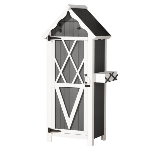 Gardeon Wooden Outdoor Storage Shed - Fir Wood, Weather-Resistant, 3-Tier Shelves, 65x46x179cm, Lockable Garden Cabinet