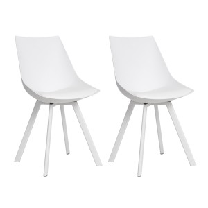 Artiss Dining Chairs Set of 2 White, PU Leather Cushioned, Plastic Seat, Steel Legs, 150kg Capacity, Modern Design