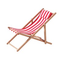 Gardeon Wooden Sun Lounge: Adjustable Portable Beach Chair, Fir Wood Frame, Red Stripes, 120kg Capacity, 1-Year Warranty