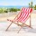 Gardeon Wooden Sun Lounge: Adjustable Portable Beach Chair, Fir Wood Frame, Red Stripes, 120kg Capacity, 1-Year Warranty