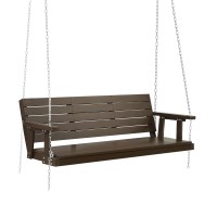 Gardeon Wooden Porch Swing Chair with Chains, 3 Seater, Solid Fir, Indoor/Outdoor, 300kg Capacity, Brown, 154x64x42cm