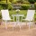 Gardeon 3PC Outdoor Bistro Set White Stackable Textilene Chairs with Tempered Glass Table 3PC Patio Furniture