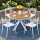 Gardeon 5 Piece Outdoor Dining Set with WPC Tabletop and 4 Stackable PP Chairs White Patio Furniture