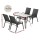 Gardeon 5 Piece Outdoor Dining Set Black – Steel Frame, Tempered Glass Table, Stackable Chairs, Weatherproof, 120cm