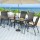 Gardeon 5 Piece Outdoor Dining Set Black – Steel Frame, Tempered Glass Table, Stackable Chairs, Weatherproof, 120cm