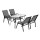 Gardeon 5 Piece Outdoor Dining Set, Grey Mesh Chairs, Tempered Glass Table, Steel Frame, Weatherproof Patio Furniture