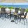 Gardeon 5 Piece Outdoor Dining Set Black—Steel Frame, Tempered Glass Table, Stackable Chairs, Weatherproof, 140x80cm