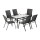 Gardeon 7 Piece Outdoor Dining Set Black—Steel Frame, Tempered Glass Table, Stackable Chairs, Weather-Resistant