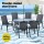 Gardeon 7 Piece Outdoor Dining Set Black—Steel Frame, Tempered Glass Table, Stackable Chairs, Weather-Resistant