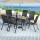 Gardeon 7 Piece Outdoor Dining Set Black—Steel Frame, Tempered Glass Table, Stackable Chairs, Weather-Resistant