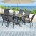 Gardeon 7 Piece Outdoor Dining Set Grey—Steel Frame, Tempered Glass Table, Stackable Chairs, Weatherproof, 140cm