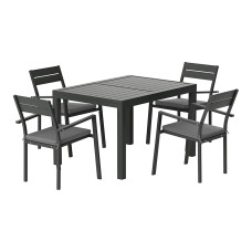 Gardeon 5-Piece Extendable Outdoor Dining Set - Black Aluminium, Seats 4-6, Weather-Resistant Cushions, Easy Assembly