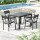 Gardeon 5-Piece Extendable Outdoor Dining Set - Black Aluminium, Seats 4-6, Weather-Resistant Cushions, Easy Assembly