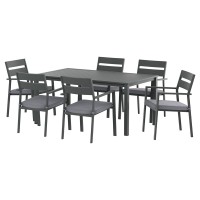 Gardeon 7-Piece Outdoor Dining Set: Black Aluminium Table, 6 Chairs, UV-Resistant Cushions - Perfect for Entertaining