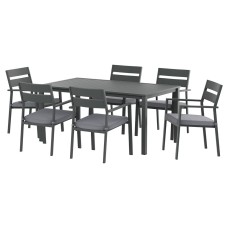 Gardeon 7-Piece Outdoor Dining Set: Black Aluminium Table, 6 Chairs, UV-Resistant Cushions - Perfect for Entertaining