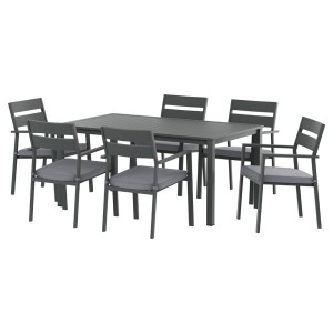 Gardeon 7-Piece Outdoor Dining Set: Black Aluminium Table, 6 Chairs, UV-Resistant Cushions - Perfect for Entertaining