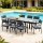Gardeon 9PCS Outdoor Dining Set - Extendable Aluminium Table & Chairs, Seats 8, Black with Grey Cushions, Patio Ready