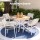 Gardeon 5 Piece Outdoor Dining Set Round WPC Tabletop Aluminium Frame with 4 Stackable Chairs and Cushions
