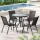 Gardeon Outdoor Dining Set 5-Piece Black Steel Patio Table and Stackable Chairs, Weather-Resistant, 80x80cm