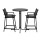 Gardeon 3PC Outdoor Bar Set: Black Steel & MDF Table with High-Back Textilene Chairs, Weather-Resistant Patio Bistro Set