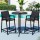 Gardeon 3PC Outdoor Bar Set: Black Steel & MDF Table with High-Back Textilene Chairs, Weather-Resistant Patio Bistro Set