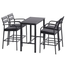 Gardeon 5-Piece Outdoor Bar Set: Weather-Resistant Aluminium Stools & Table with Cushions for Patio Dining